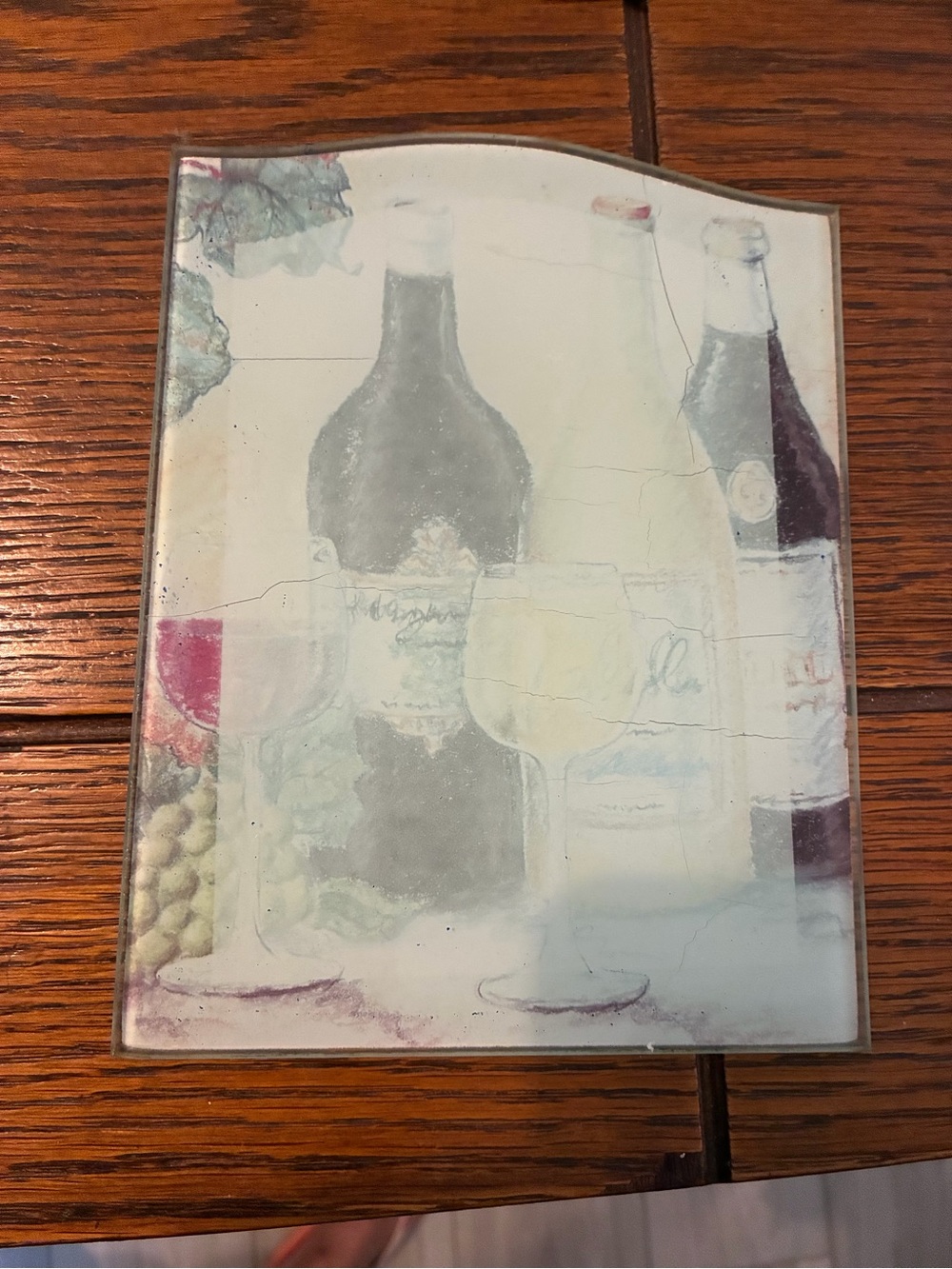 Muted Wine Bottle Wall Art Print in Gray, Cream, and Brown